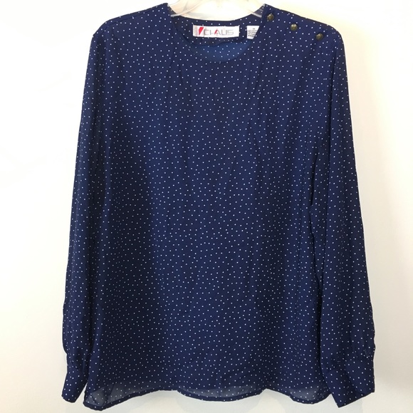 Chaus Tops - Chaus Vintage Polka Dot Blue Anchor Blouse